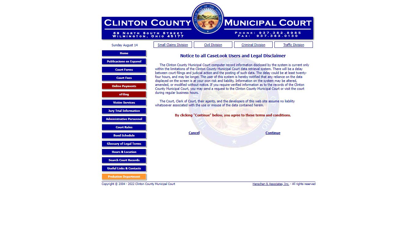 Clinton County Municipal Court - Record Search